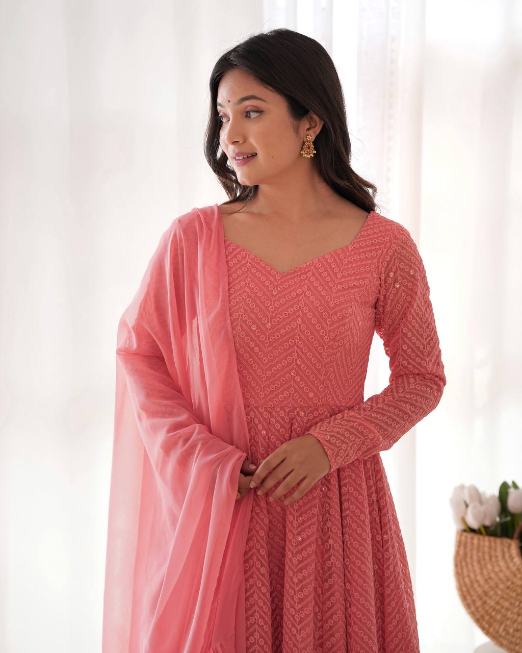 ✨ Elegant Lucknowi Anarkali Set ✨
